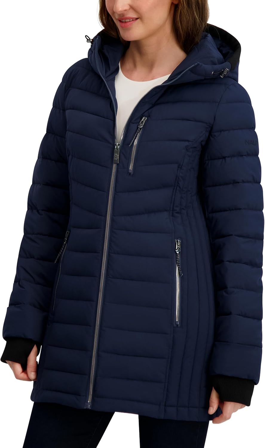 Nautica Women's Mid Length Packable Down Coat - Image 3