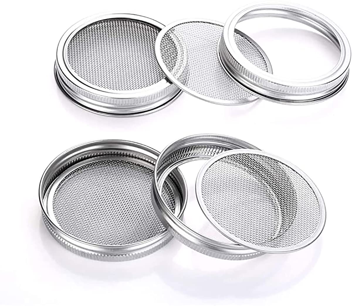 4 Pcs Stainless Steel Sprouting Jar Lid Kit, Mesh Strainer Seed Germinator Lid Kit for Wide Mouth Mason Jars Canning, Making Organic Sprout Seeds in House and Kitchen