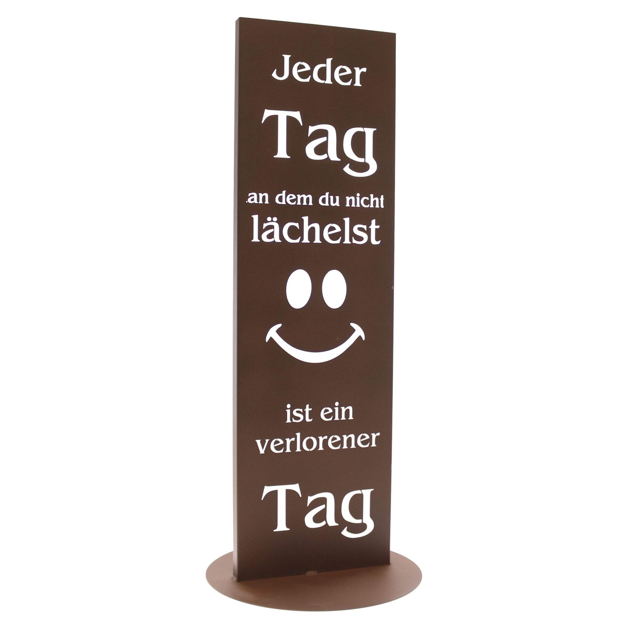Bentatec Gartenschild Edelrost Dekosäule Lächle jeden Tag 100cm x 30cm Gartenschild Gartendekoration Dekoratives Element