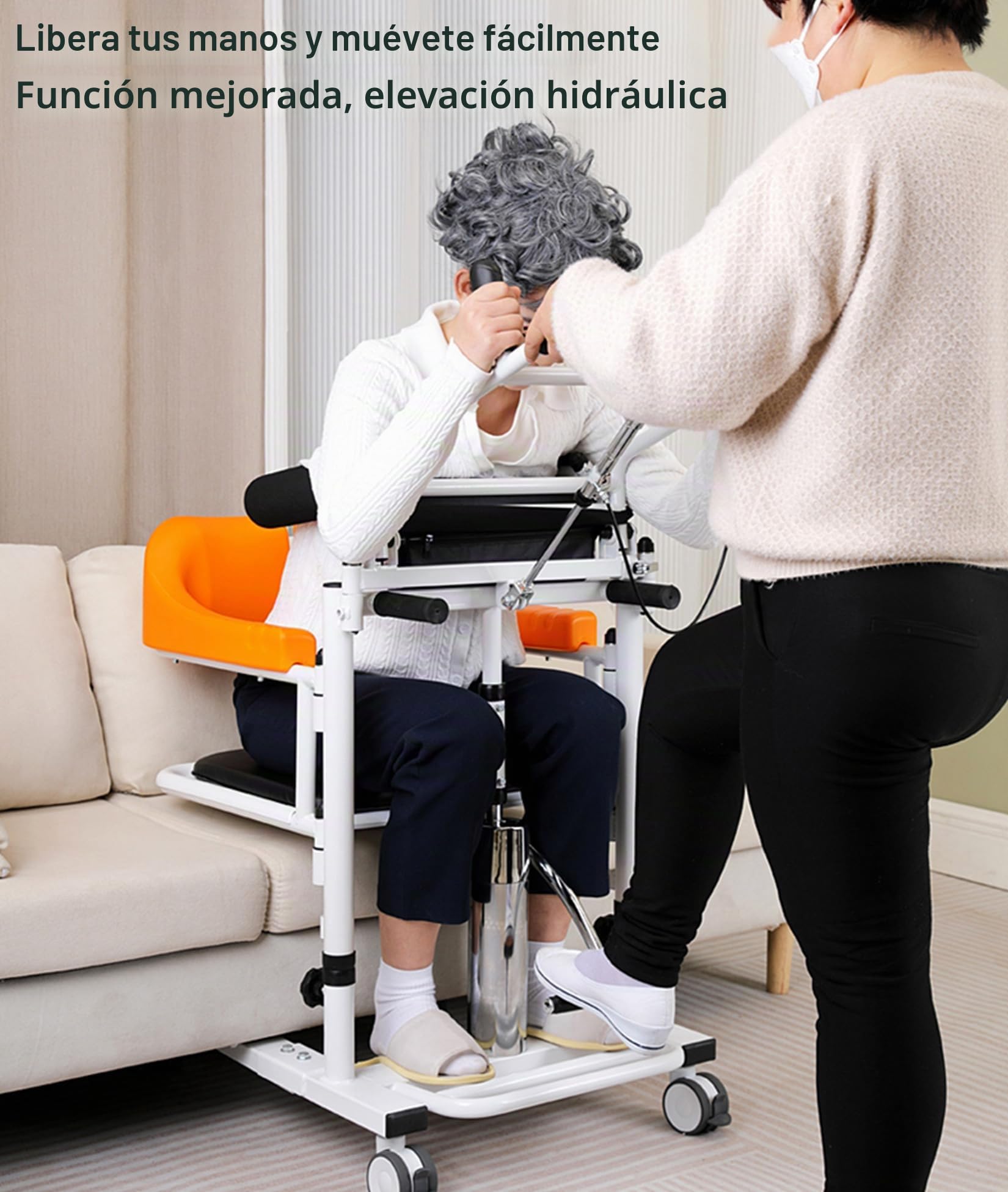 Grúa Hidráulica para Pacientes con Soporte de Elevación Asistida, Sillas de Ruedas de Cuidado Personal Elevador Hidráulico de Pacientes Transferencia Corporal