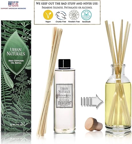 Miniatura 484 de Urban Naturals Reed Diffuser Oil Refill Ocean Mist Sea Salt with Salt Spray, Violet Leaf, Sea Grass, Driftwood 8 oz + Free Reed Sticks, Made in The