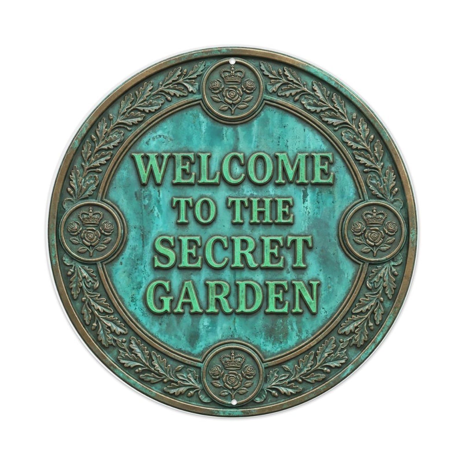 Vintage Welcome Secret Garden Floral Handcrafted Metal Tin Sign