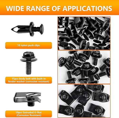 Miniatura 7 de Pack-35 - Cierre de parachoques de automóvil, clips para debajo de la cubierta, pernos de cuerpo de protección contra salpicaduras, repuesto de