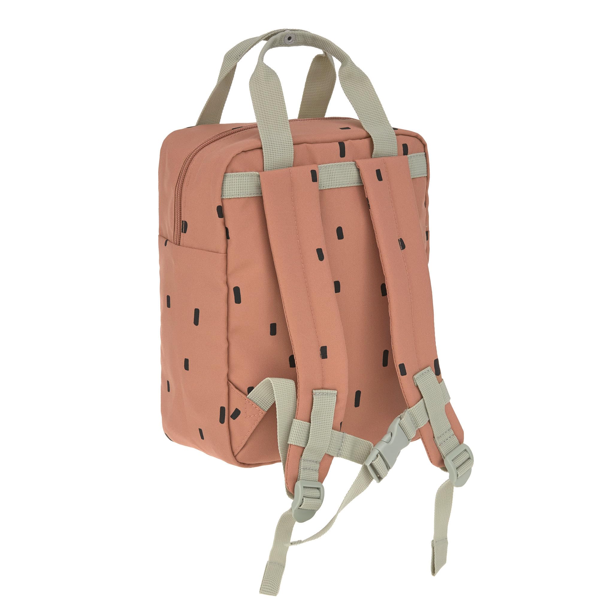 Lässig Sac à dos pour enfants avec sangle de poitrine Sac à dos pour l'école maternelle 28 cm, 5,5 litres, 3 ans/Mini Square Backpack Happy Prints caramel