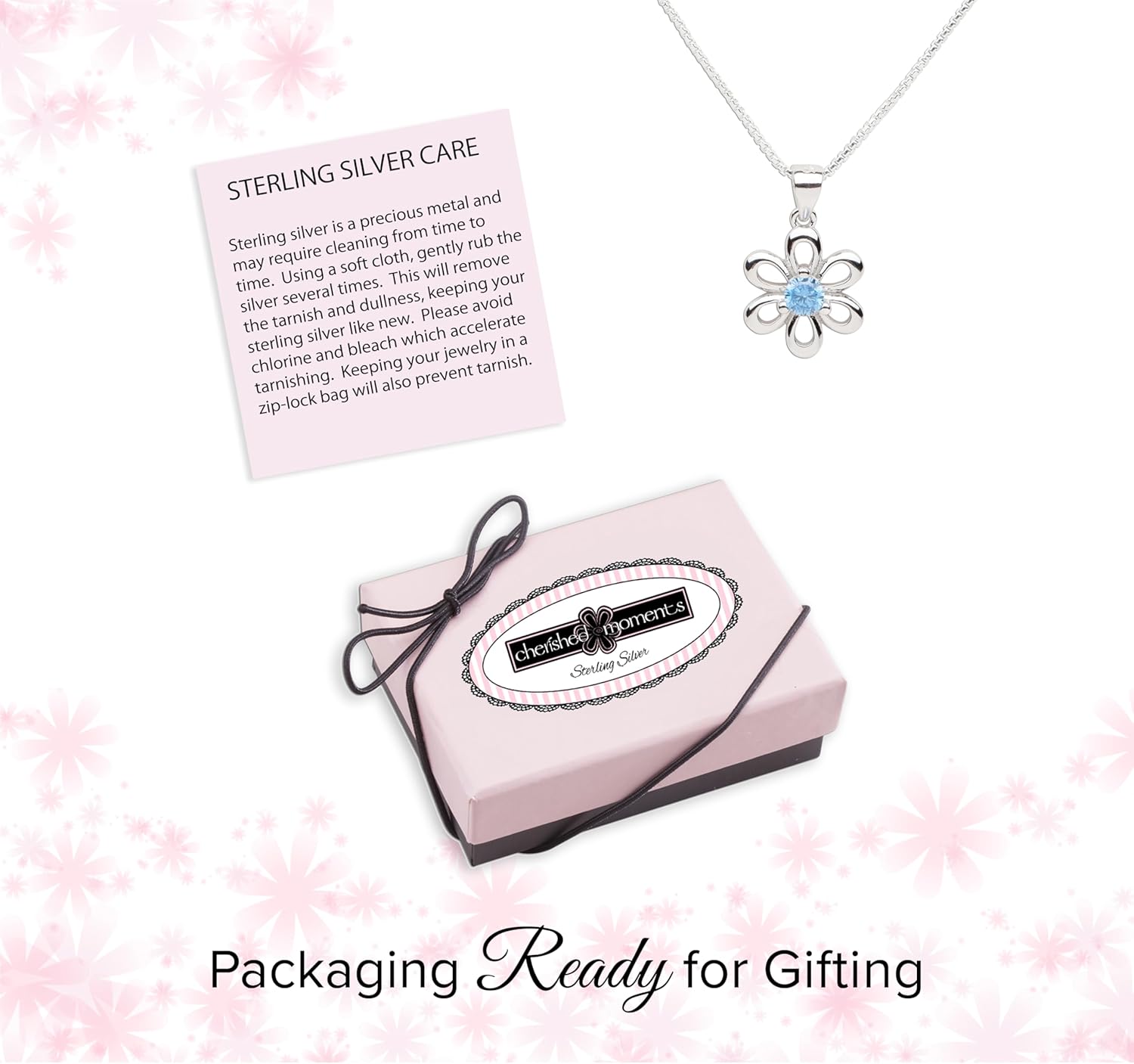 Cherished Moments .925 Sterling Silver Daisy Simulated Birthstone Necklace - Image 6