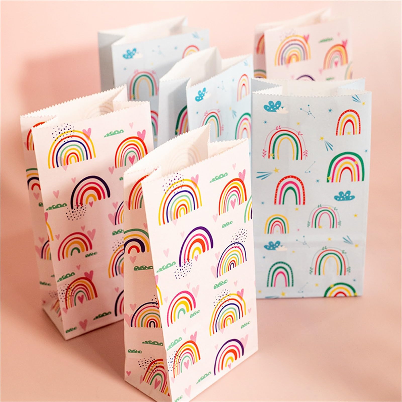 20 piezas bolsas de papel con estampado arcoíris para Fiestas