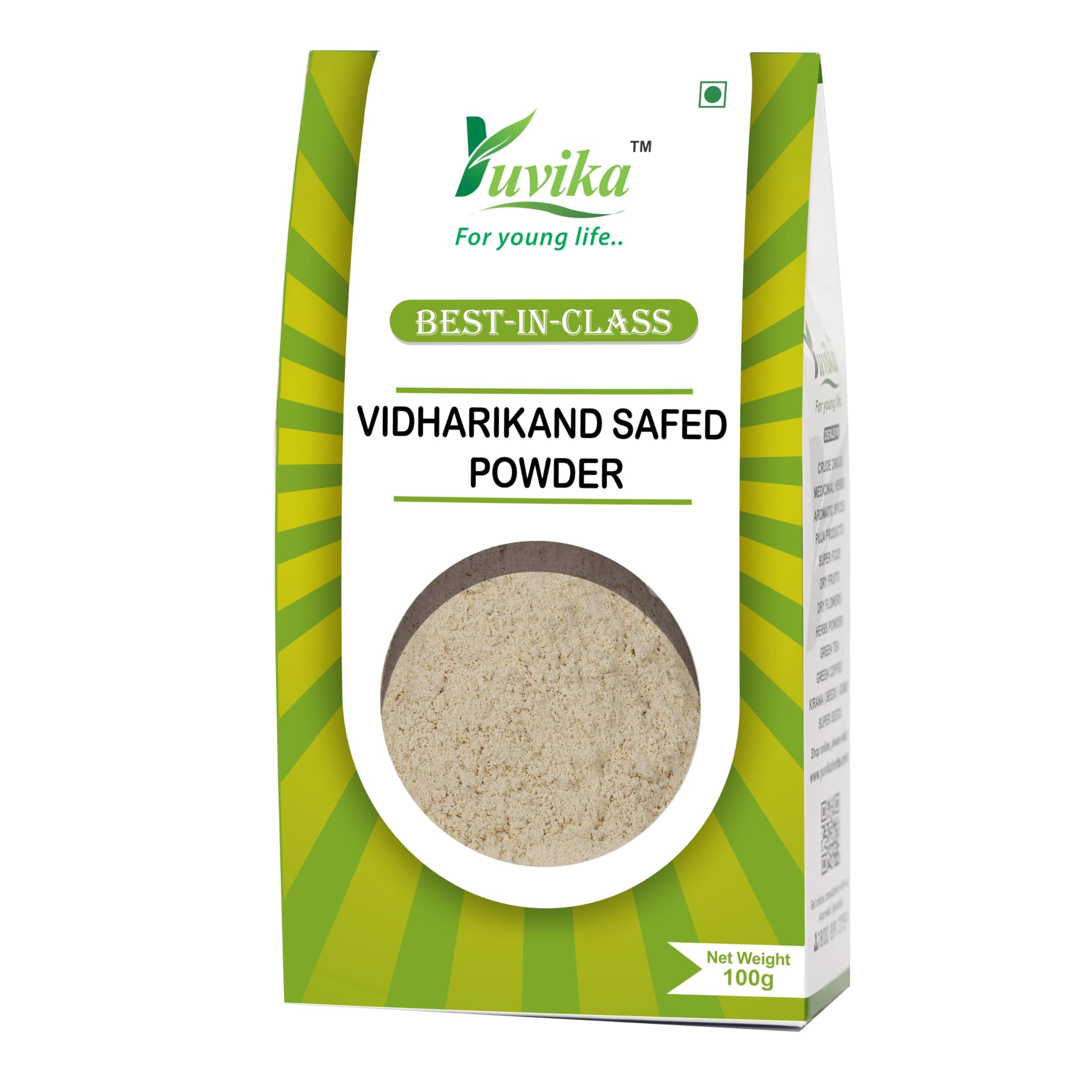 Yuvika Vidharikand Safed Powder - Pueraria Tuberosa - Indian Kudzu - Herbal Supplement - 100 Grams