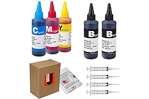 Multi-Color Ink Bottle Printer Refill Kit with Syringes