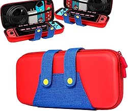 CoehaopikeSwitch ケース/スイッチ ケース Switch 有機ELモデル専用 防塵 防水 耐衝撃 持ち運び便利 保護カバー 十枚収納可能(Switch/Switch 有機ELモデル専用)(レッドブルー)