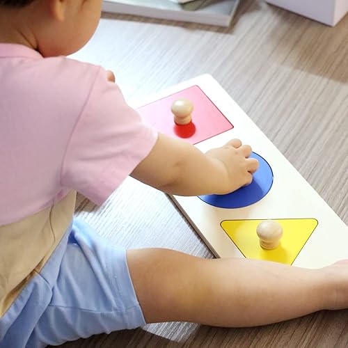 Miniatura 5 de Thoth - Rompecabezas de madera de formas geométricas de colores tamaño grande ideal como material de aprendizaje para niños en edad preescolar