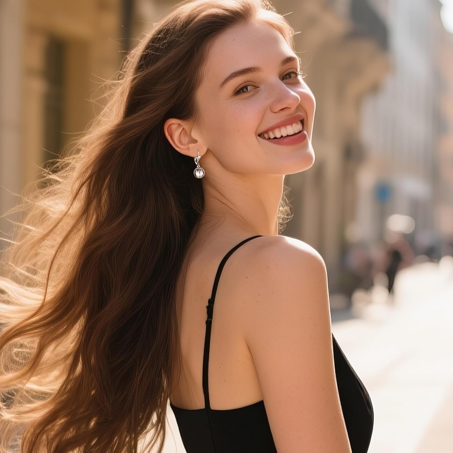 ALEXCRAFT 925 Sterling Silver Pearl Dangle Drop Earrings for Women Trendy Hypoallergenic Leverback 14k Gold Plated Lightweight Ball Pearl Earrings Dangling Statement Freshwater Pearls Jewelry Gifts - Image 5