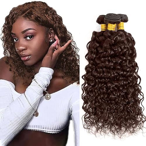 Chocolate Brown Bundles Human Hair Color #4 Water Wave Bundles