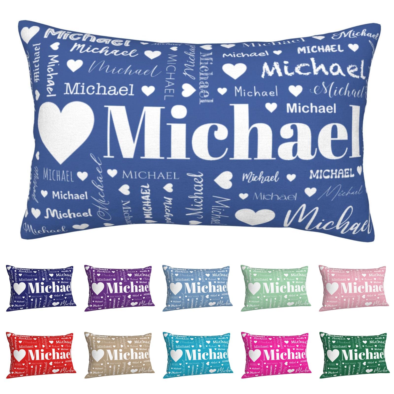 Personalized Name Pillow Cover for Bed Sofa Pillow Case with Text for Mom Kids Lover Custom Name Cushion Covers Personalized Gifts for Christmas Birthday Housewarming 20"x30"(75x50cm)
