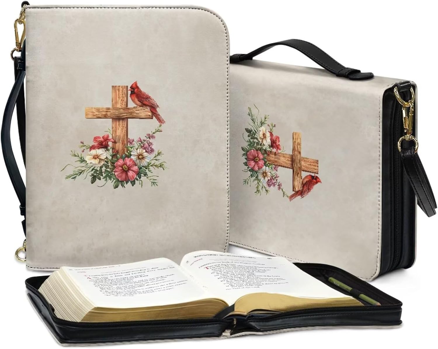 Personalized PU Bible Cover with Strap Church Book Cover,Custom Carrying Book Case Bible Protective