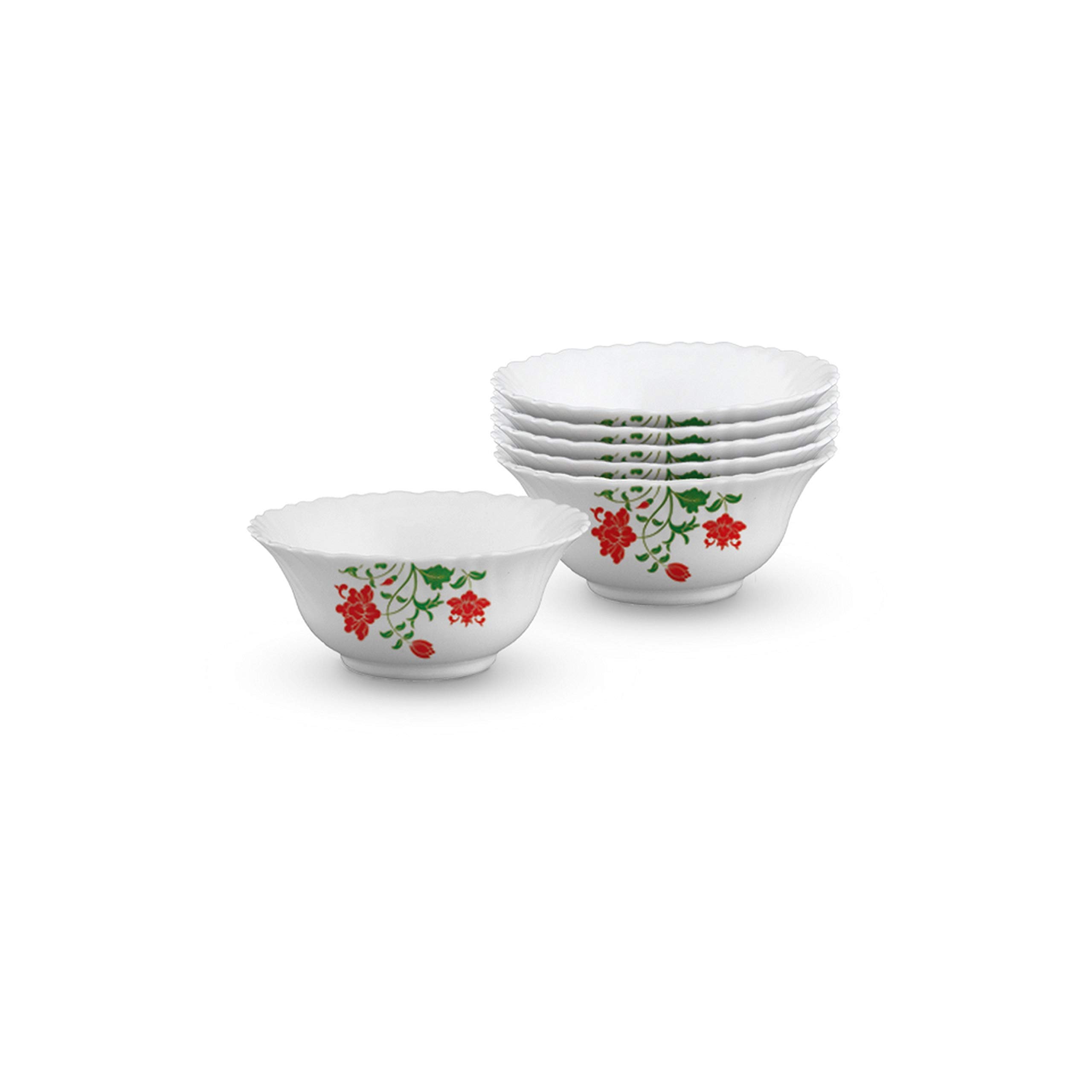 Larah by Borosil Hazel Opalware 6 pc Veg Bowl Set | 210 ml (4.5 Inch) Each | Microwave & Dishwasher Safe, Bone-Ash Free | Crockery Set Ideal for Daily Use & Gifting, White (B083Y46H1S) Amazon Price History, Amazon Price Tracker