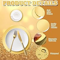 Vista 3 de craftshou 200 Pcs Round Gold Paper Placemats 12in and 4in Disposable Glitter Table Mats for Dining Table Decoration Foil Place Mats for Wedding Home
