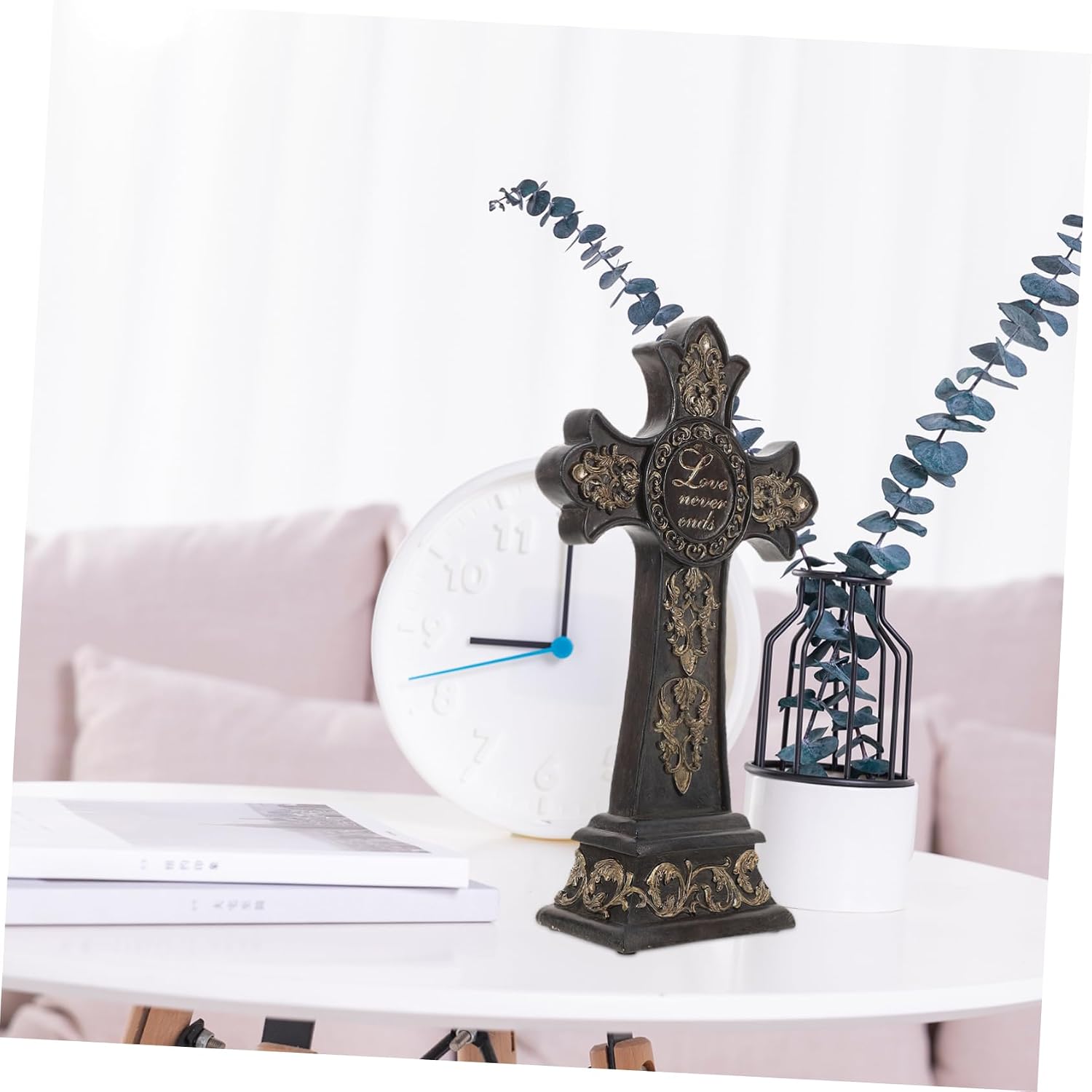 VICASKY Nordic Resin Cross Ornament Elegant Christian Decoration for Living Room Versatile Table Decor for Entryways Celebrations Stylish Home Accent Unique Idea