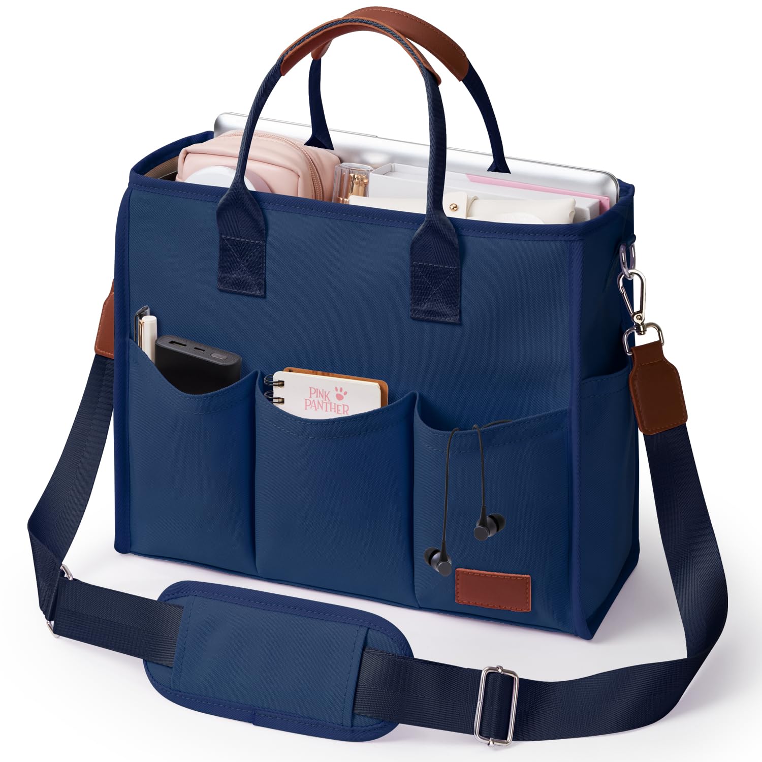 Fancy Forest Utility Work Tote Bags for Women With Compartments & Zipper,Large Canvas Tote Pruse Cossbody for College, Travel ****BLACK