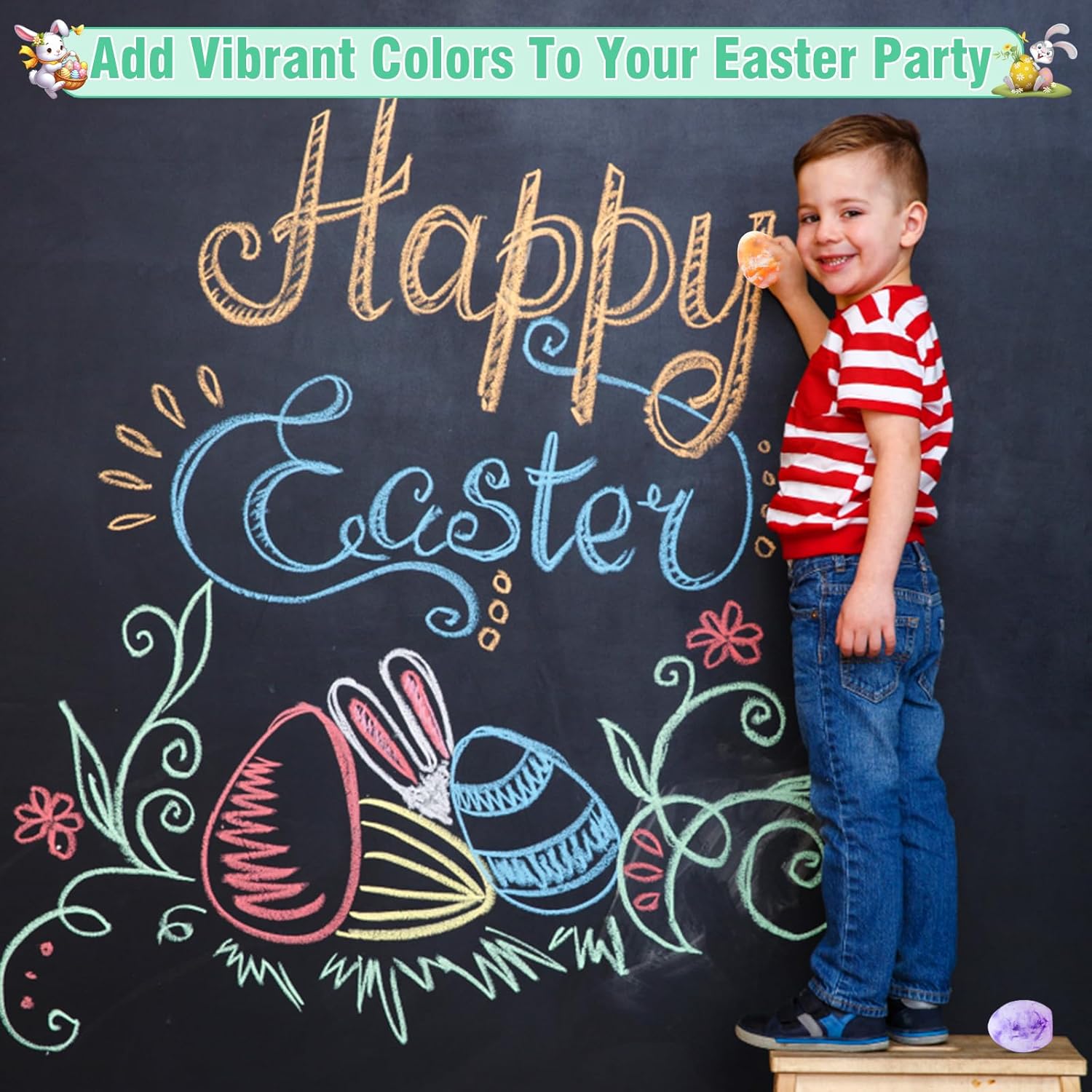 24 Pack Easter Sidewalk Chalk Easter Eggs Fillers Easter Basket Stuffers , Colorful Egg Chalk for Kids Toddler Gifts Party Favor Classroom Prize Supplies Hunt Chalkboard Outdoor Playground Drawing