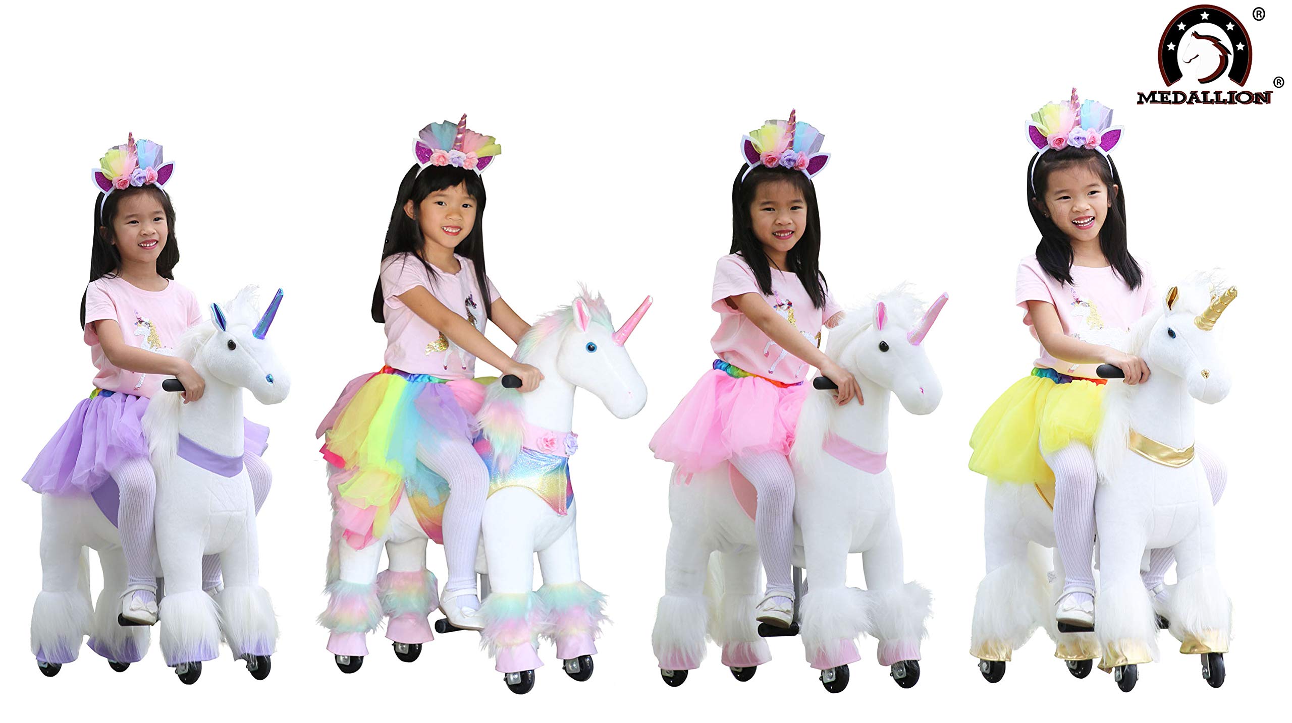 Medallion Ride On Toy Really Walking Horse PINK UNICORN