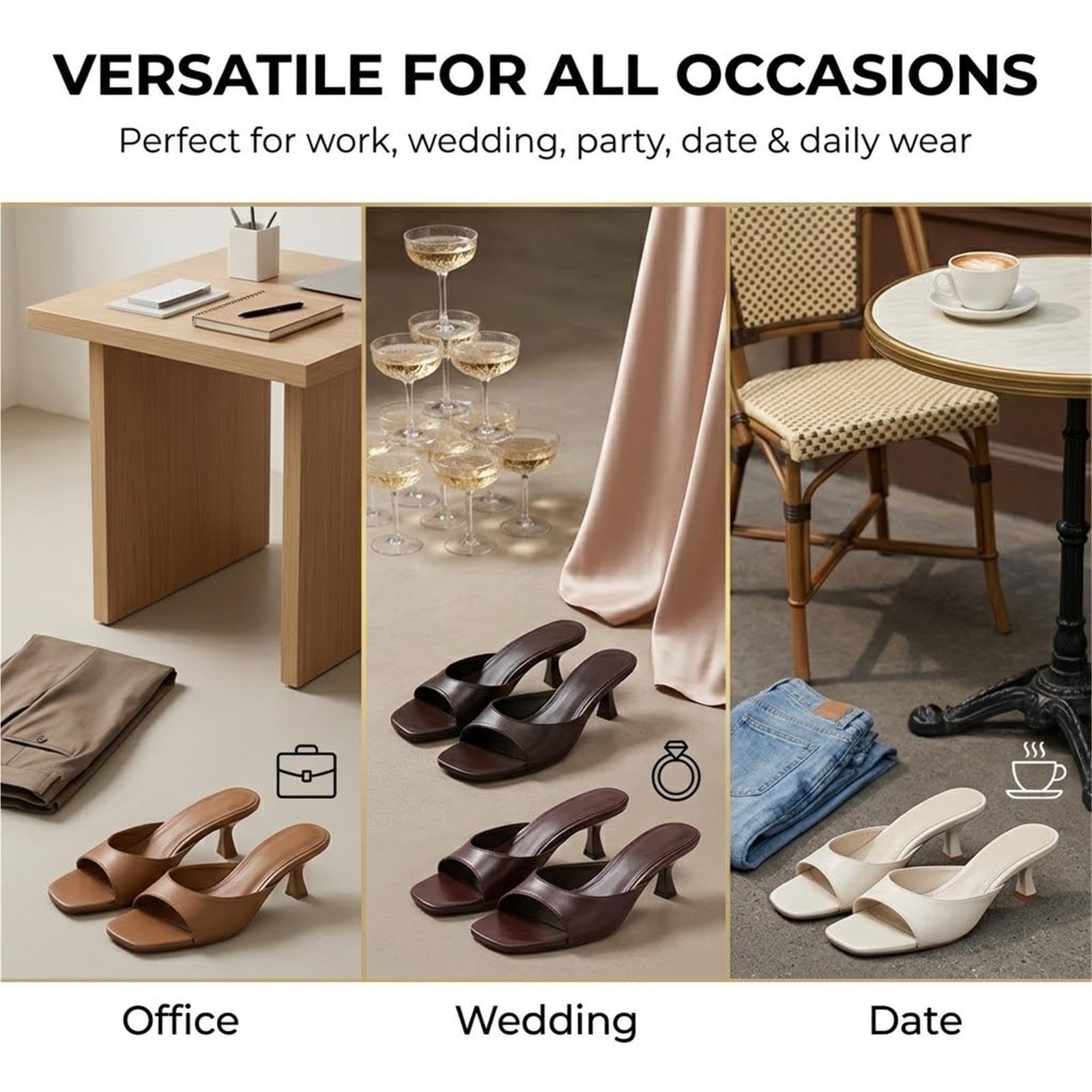 Sandali Con Tacco A Gattino Slip Con Punta Aperta Su Sabot Con Tacco Basso | Tomaia in PU, punta aperta rotonda, tacco da 1,77 pollici, slip-on, suola antiscivolo, versatile for feste(Dark red,40 EU)
