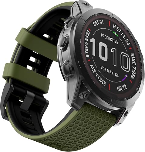 OVERSTEP Correas de ajuste rápido compatibles con Fenix 5X Watch Band, correa de silicona suave de 1.024 in para Garmin Fenix 5XFenix 5X PlusFenix