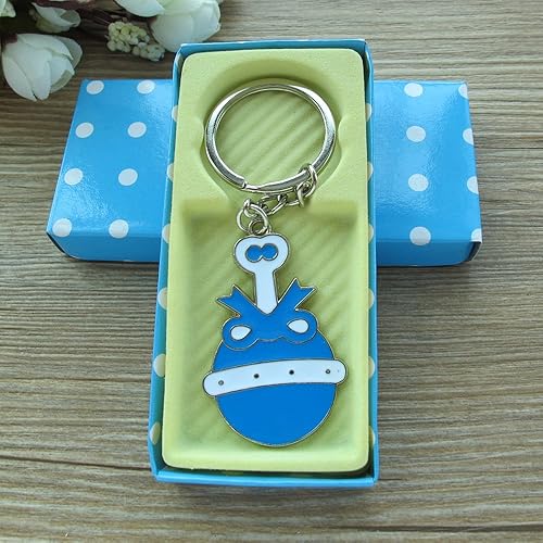 Llavero de sonajero para baby boy shower, color azul, 12 unidades, regalo de fiesta de cumpleaños para invitado/sonaja llavero decoración de mesa