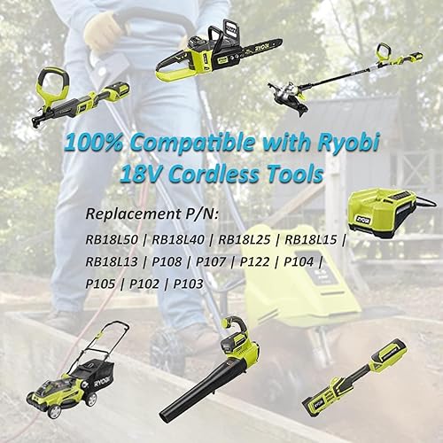 Miniatura 6 de Batería de repuesto mejorada P108 de 6.0Ah compatible con Ryobi 18 V batería de litio P108 P102 P103 P104 P105 P107 P109 P122 para herramientas