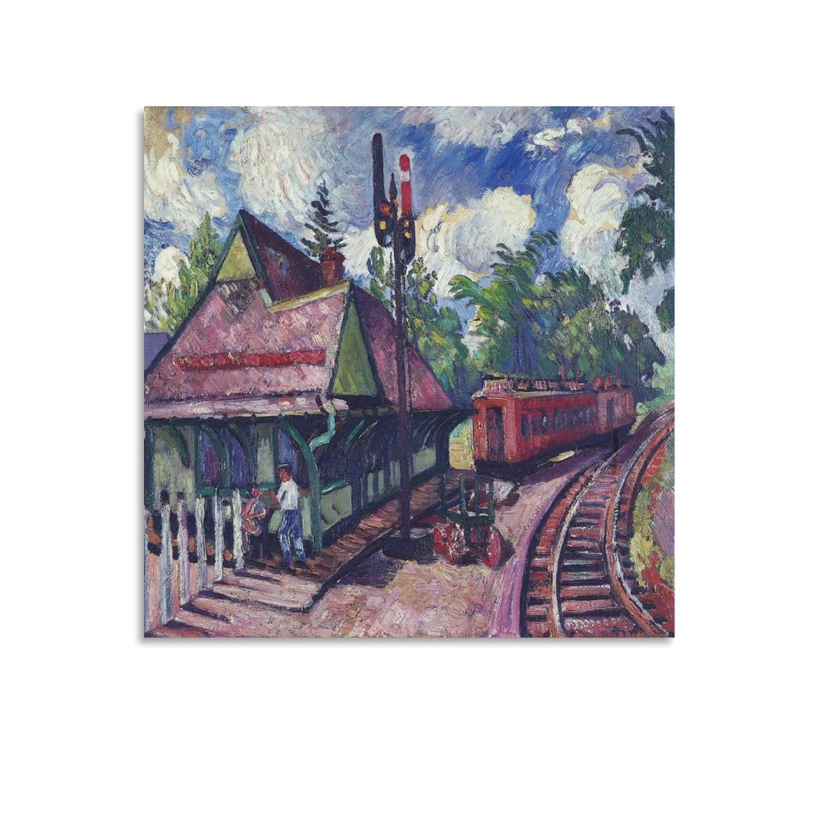 KLAGCBDF GHUYTKN Hayley Lever Train Station at Yonkers Canvas Wall Art Prints Poster Photo Picture Painting Posters Room Decor 28x28inch(70x70cm)