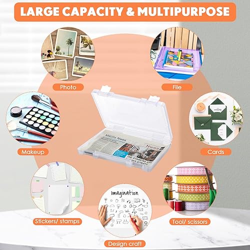 Miniatura 7 de Ctosree Paquete de 6 cajas de almacenamiento de fotos con cierre hermético transparente, caja organizadora de manualidades de plástico, estuche