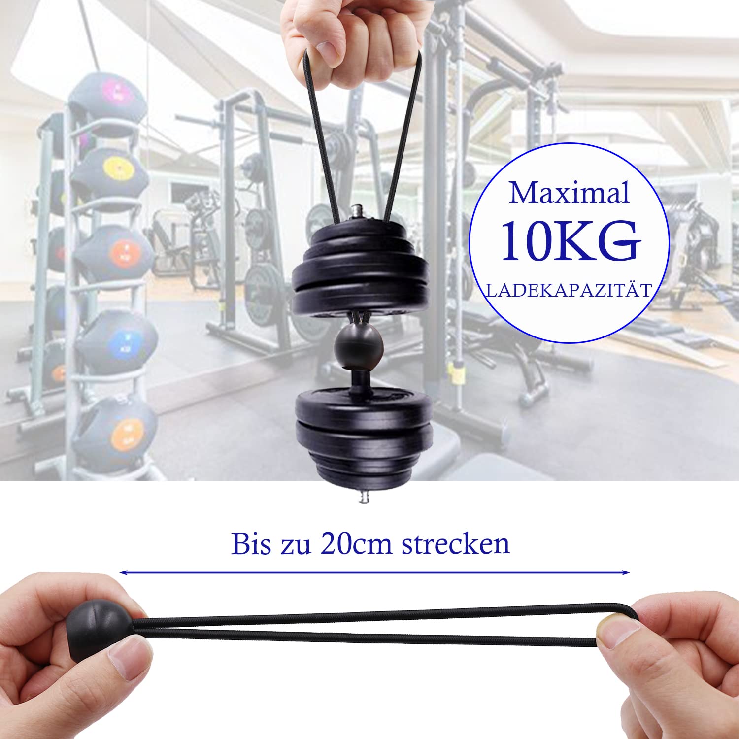 BIYIT Gumki napinające z kulką, napinacz do plandeki, gumy, pętle do namiotu, banerów, 10 cm, czarne, 25 szt