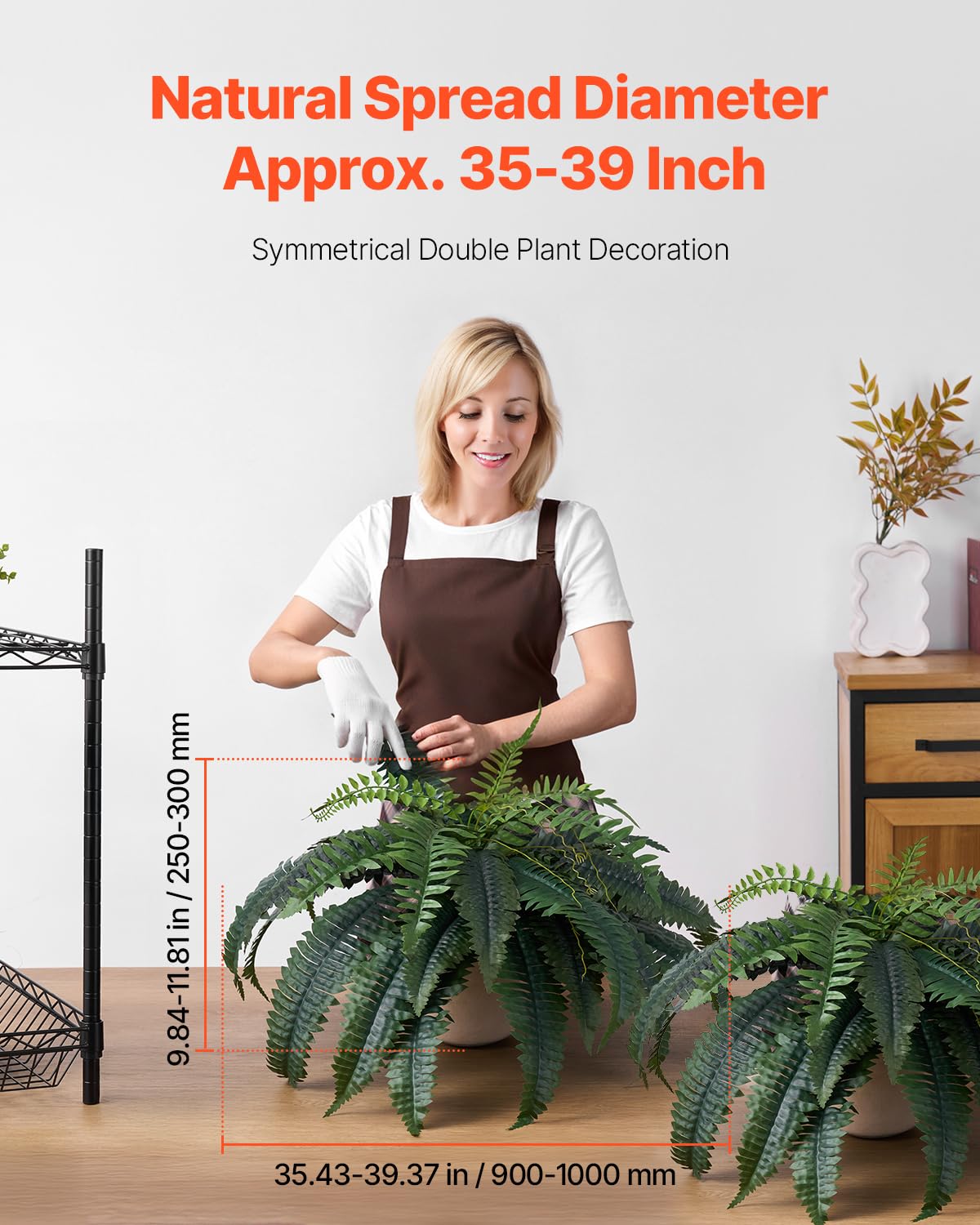 VEVOR Fougère Artificielle Lot de 2, Fausse Fougère de Boston 90-100 cm, Plante Suspendue 35 Feuilles, Décoration Intérieur Extérieur