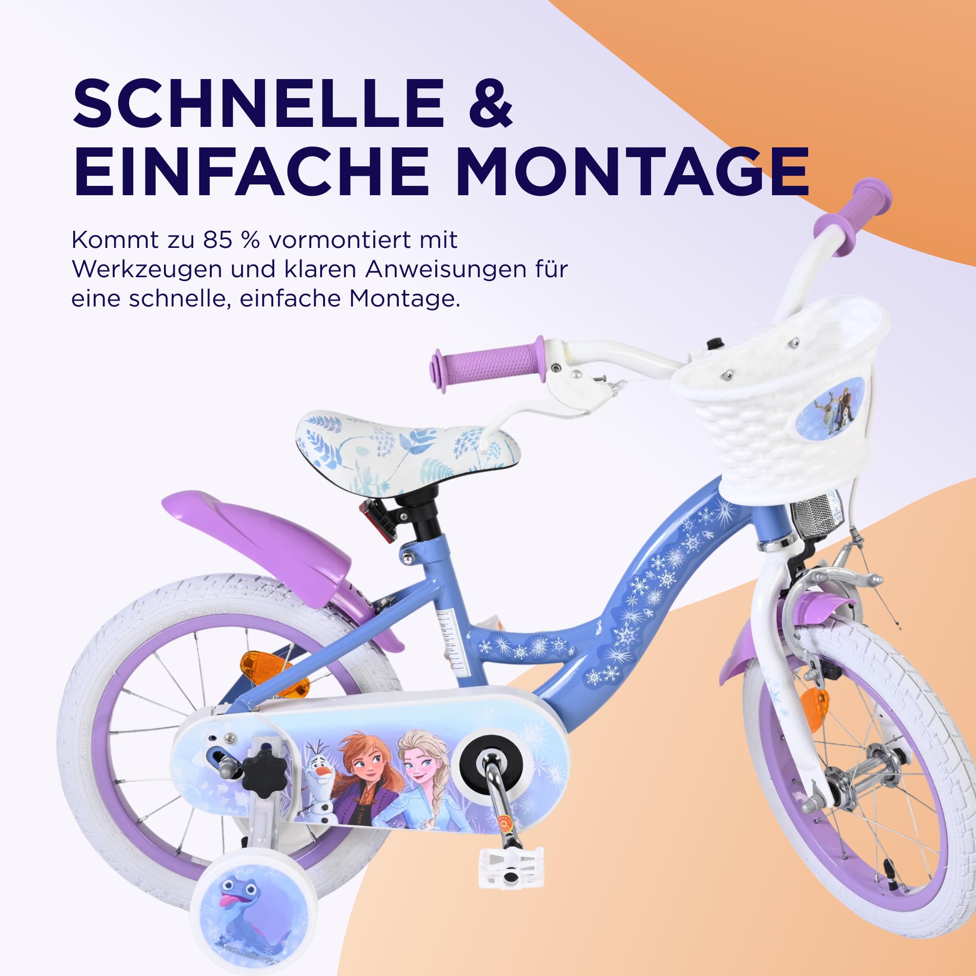 Volare Kinderfahrrad | 3–5 Jahre | Doppelte Handbremse, abnehmbare Stützräder, Pedalreflektoren & Trinkflasche | Verstellbarer Sattel | Geschenk für Mädchen