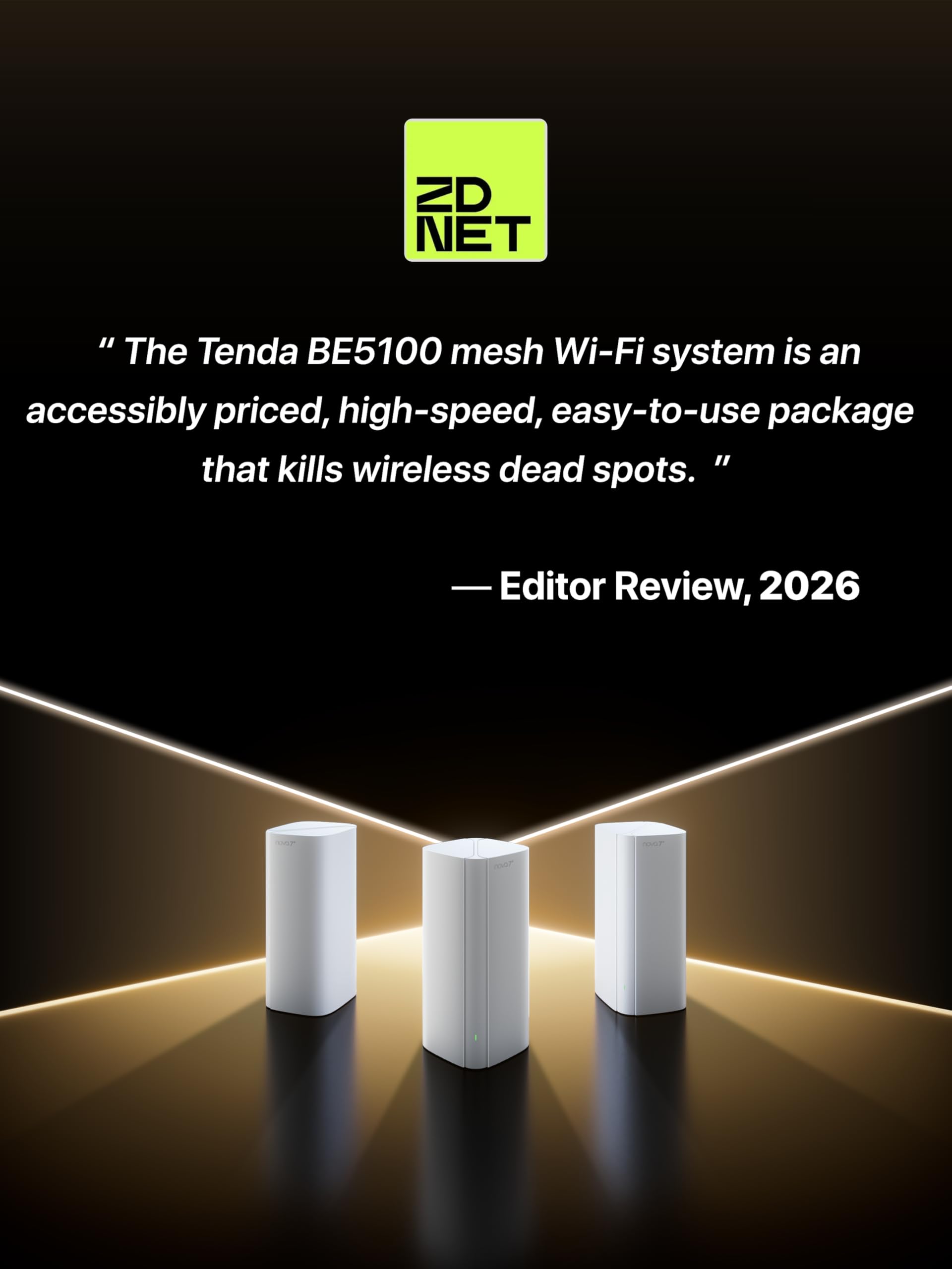 Tenda ME6 Pro WiFi 7 Mesh System - BE5100 Dual Band (2.4GHz: 688Mbps, 5GHz: 4323Mbps), Wide Coverage, 1×2.5G and 2×1G Gigabit Ports, Easy Mesh, Transparent Roaming, VPN, NFC, Pack of 3