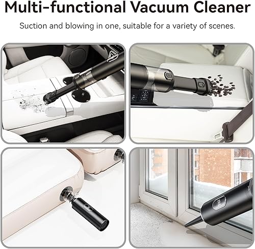 Miniatura 4 de Aspiradora de coche de alta potencia, aspiradora portátil inalámbrica 3 en 1, potente aspiradora de mano inalámbrica de 13000 PA con luz LED,