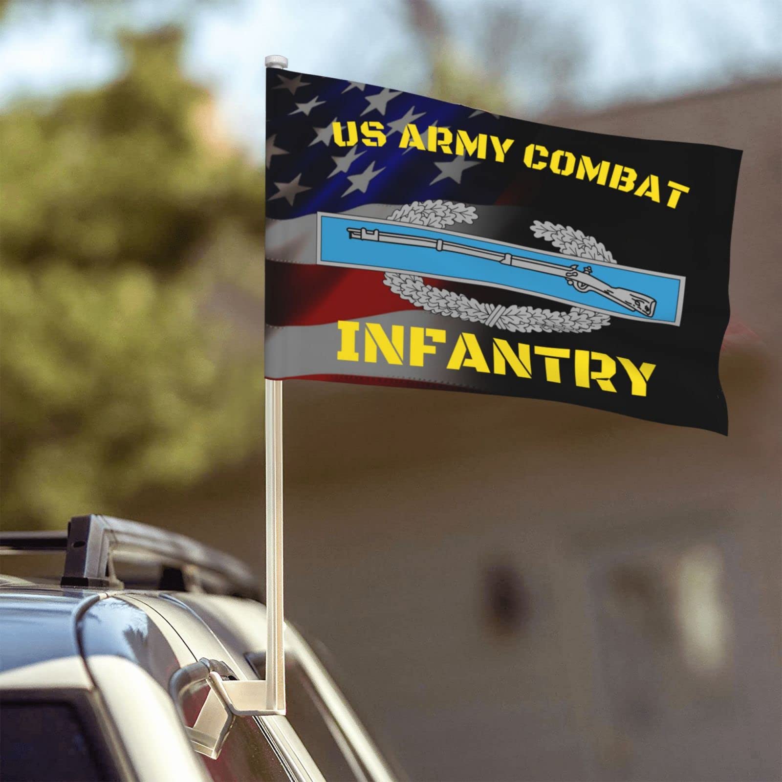 Us Army Combat Infantry Badge 100% Polyester Fabric With Printing For Indoor Outdoor Decoration