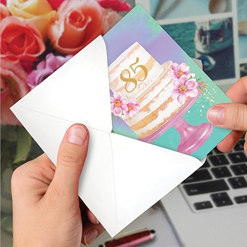 Miniatura 4 de NobleWorks Tarjeta de felicitación de cumpleaños 85 con sobre de 5 x 7 pulgadas (1 tarjeta) número pastel 85 C10115MBG