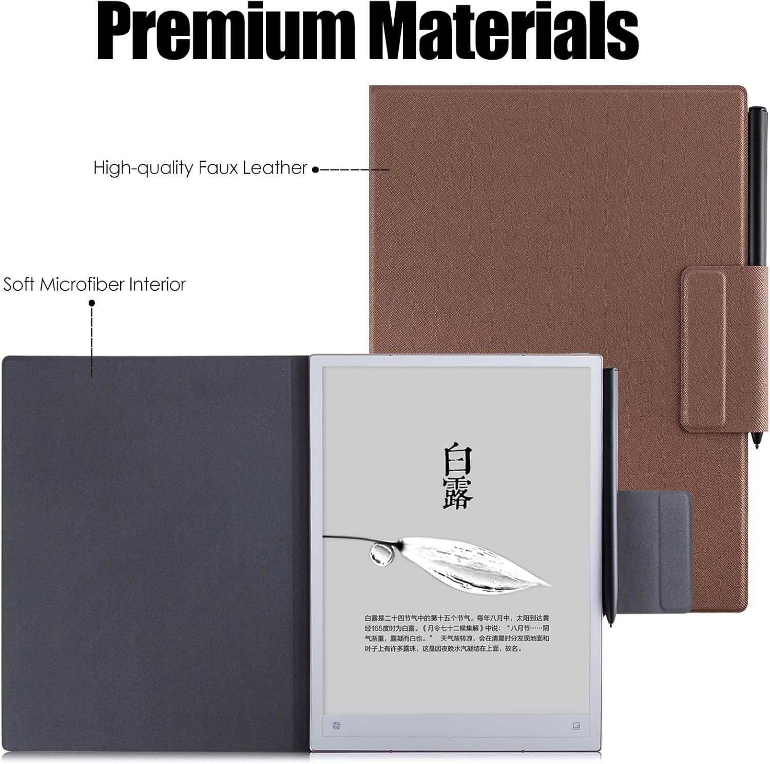 BOZHUORUI Magnetic Case for 10.65" iFLYTEK AINOTE 2 Paper Tablet,Pen Buckle Design,Slim & Lightweight,PU Leather Protective Folio Cover with Auto Sleep/Wake Function (Brown)