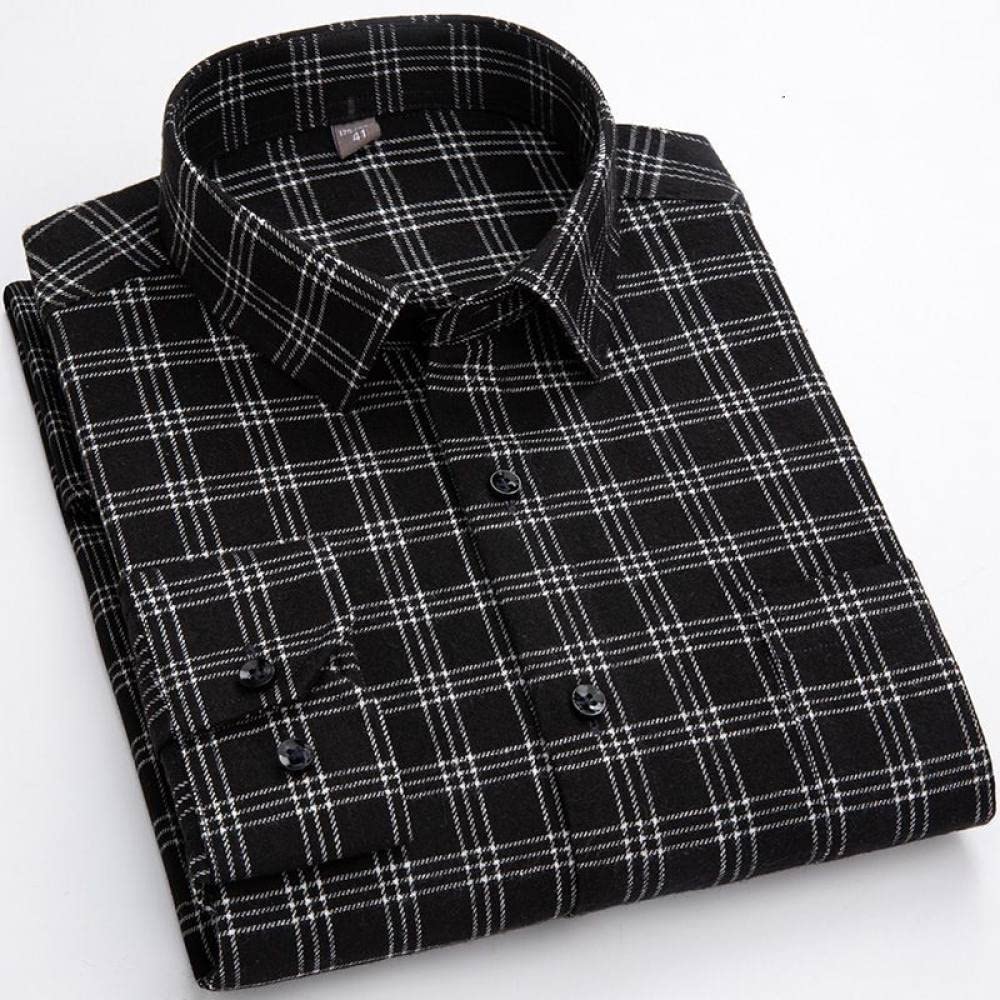 Camicia In Cotone A Maniche Lunghe Da Uomo,Camicia Casual Da Uomo A Maniche Lunghe, Camicia Da Uomo In Cotone Scozzese A Maniche Lunghe Con Taschino Abbottonato Camicie Casual Morbide Spazzolate A Q