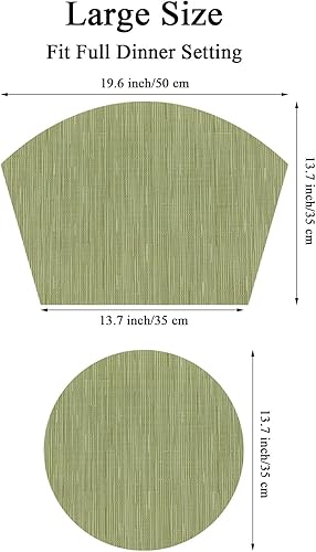 Miniatura 2 de SHACOS Manteles individuales en forma de cuña de gran tamaño con centro de mesa, juego de 5 manteles individuales redondos lavables para mesa de