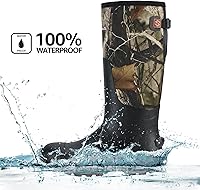 Vista 4 de HISEA Botas de lluvia mejoradas para hombre, botas de goma de neopreno aisladas impermeables con vástago de acero, botas de trabajo duraderas