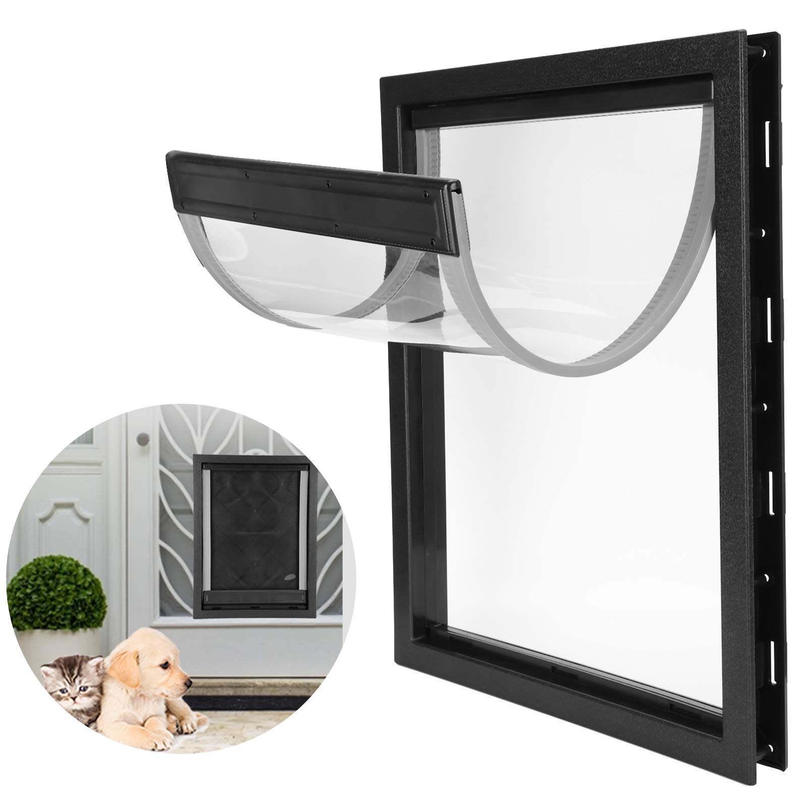 Hundeluke, Große Hundeklappe, Abnehmbare Installation Haustiertüre Eingebauter Magnet für Innen- oder Außenbereich für Ihr süßes Haustier, Kunststoff 50x38x5cm (Schwarz)