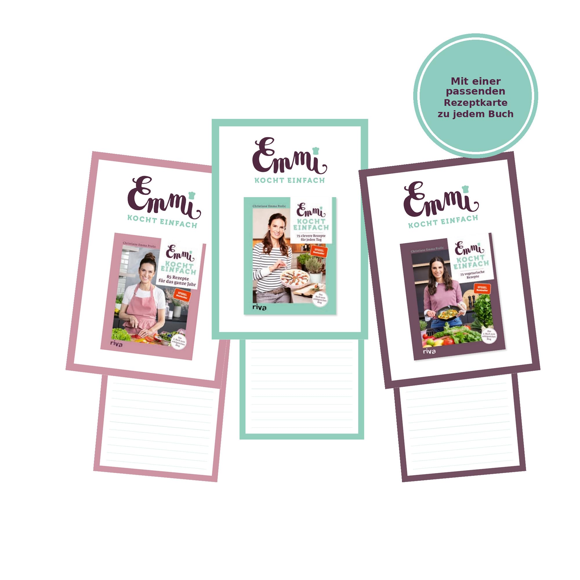 Emmi kocht 3er Bundle: Emmi kocht einfach, Emmi kocht weiter und Emmi kocht neue Lieblingsrezepte von Christiane Emma Prolic, gebundene Kochbücher für Familienküche, Meal Prep und Alltag