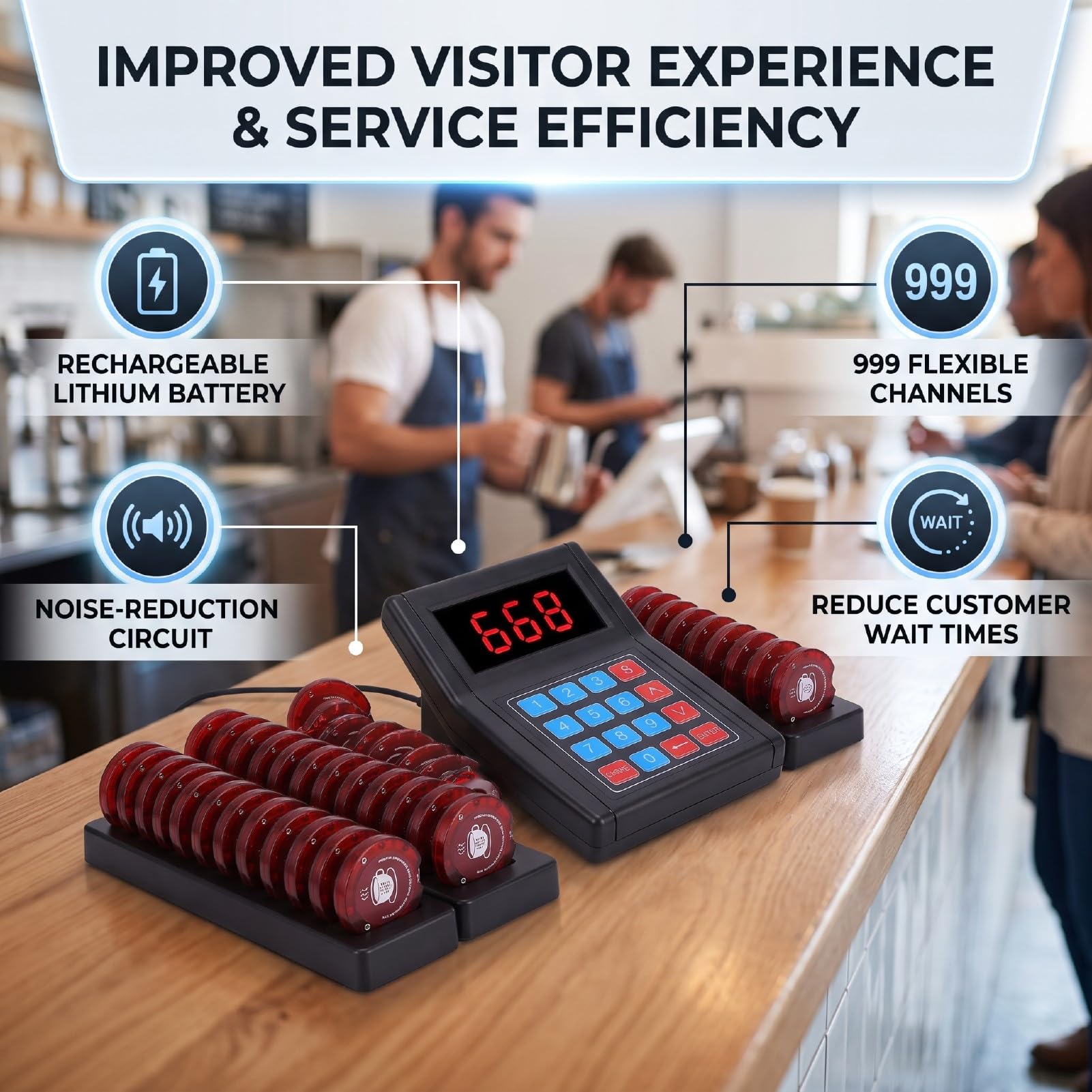 Système Téléavertisseur Restaurant Rechargeable 30