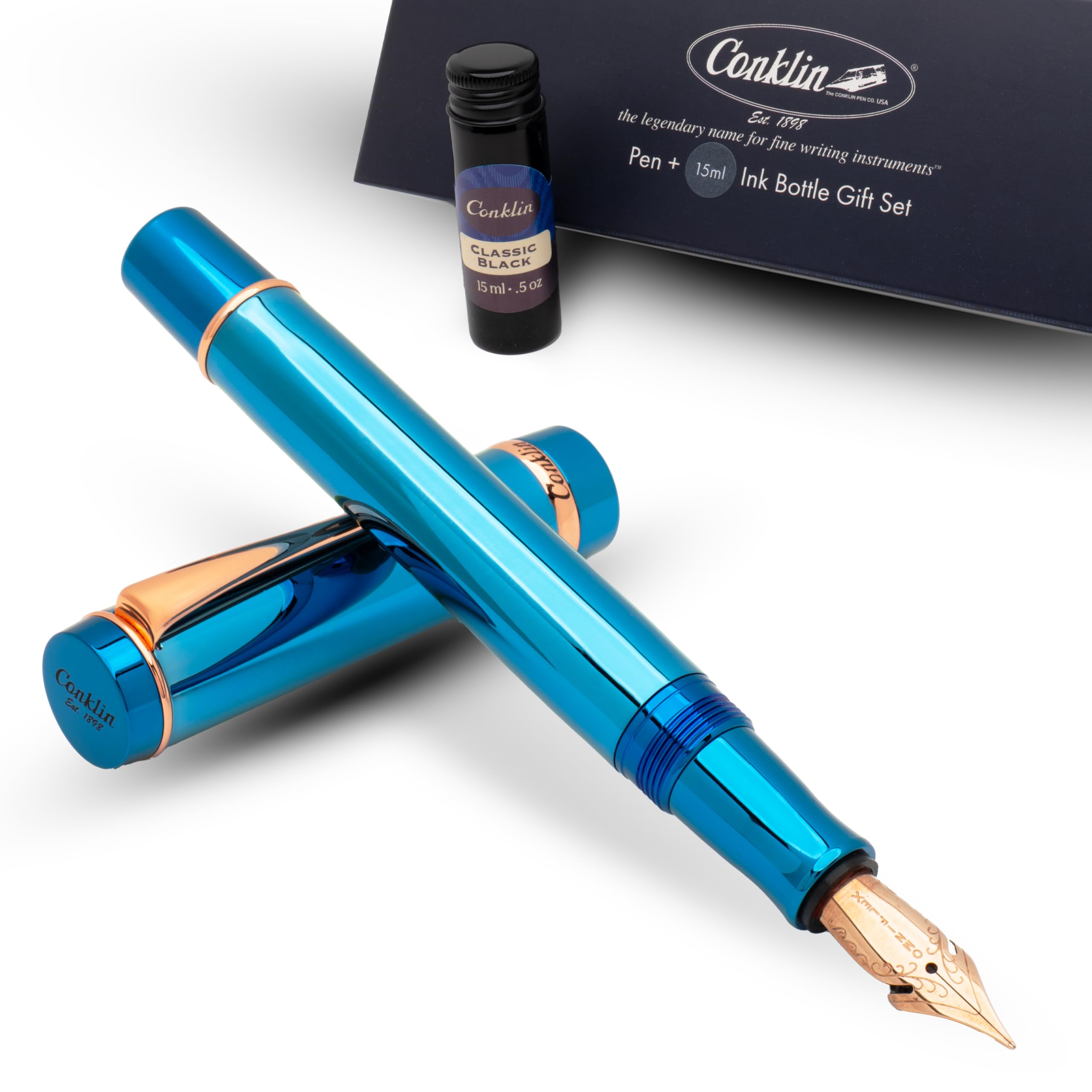 Stylo Plume Exatime Bleu Marbré – Plume Ruthenium – NEUF Jamais Encré