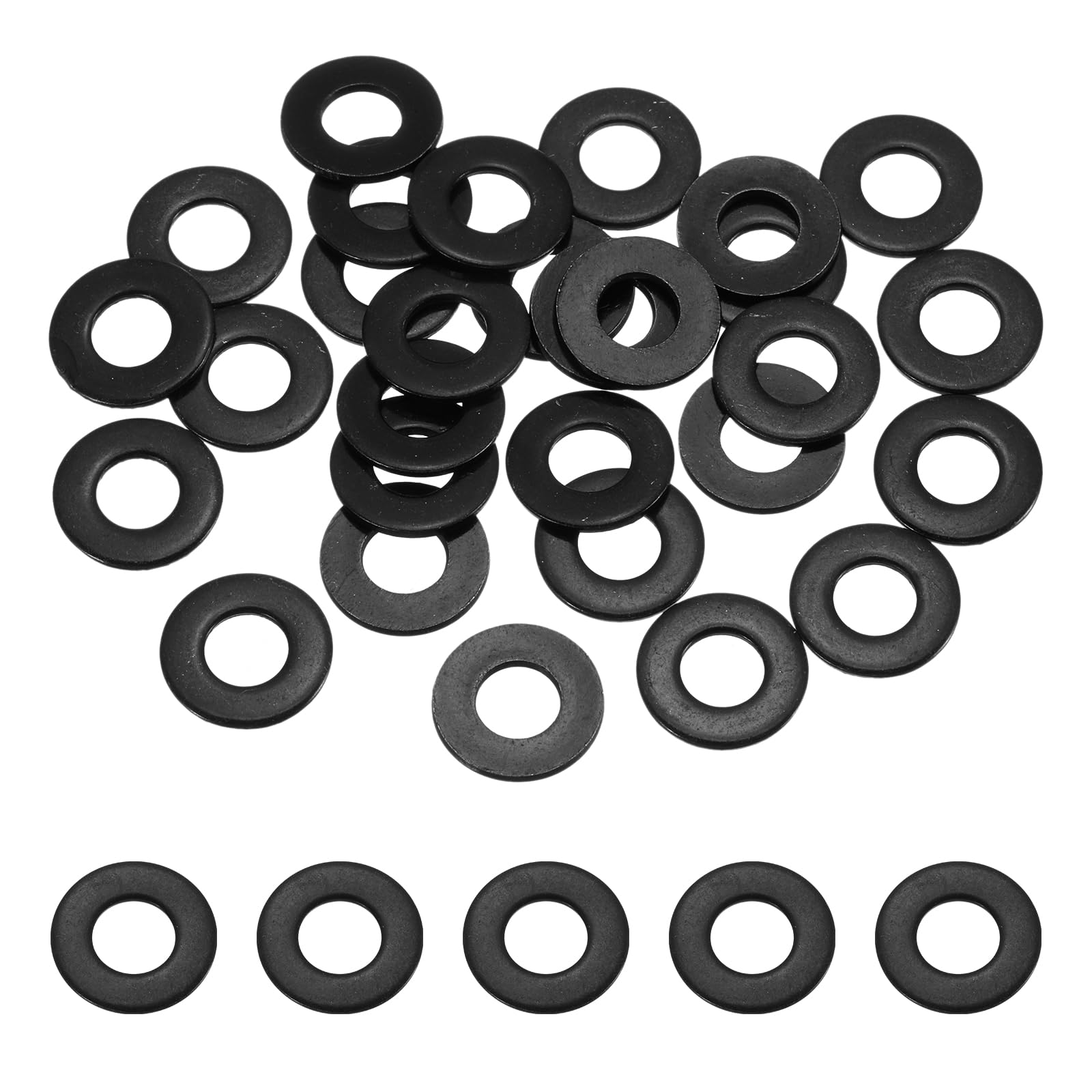 sourcing map 30 Pcs 1/4" ID x 5/8"mm OD Flat Washers, 304 Stainless Steel Metal Washers Black Zinc Sealing Crush Rings for Screws and Bolts