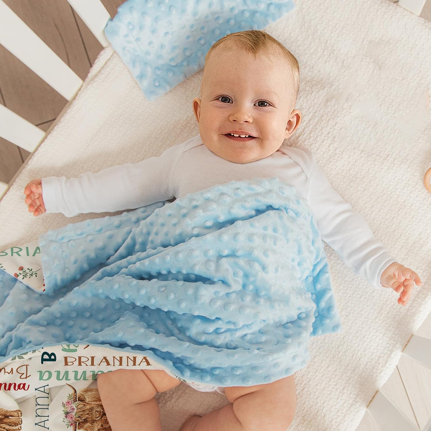 Personalized Baby Blanket - Animals Pattern with Multi-Fonts Names - Custom Soft Plush Double Layer Blankets with Dotted Backing for Boys Girls Gifts Color06-Highland Cow