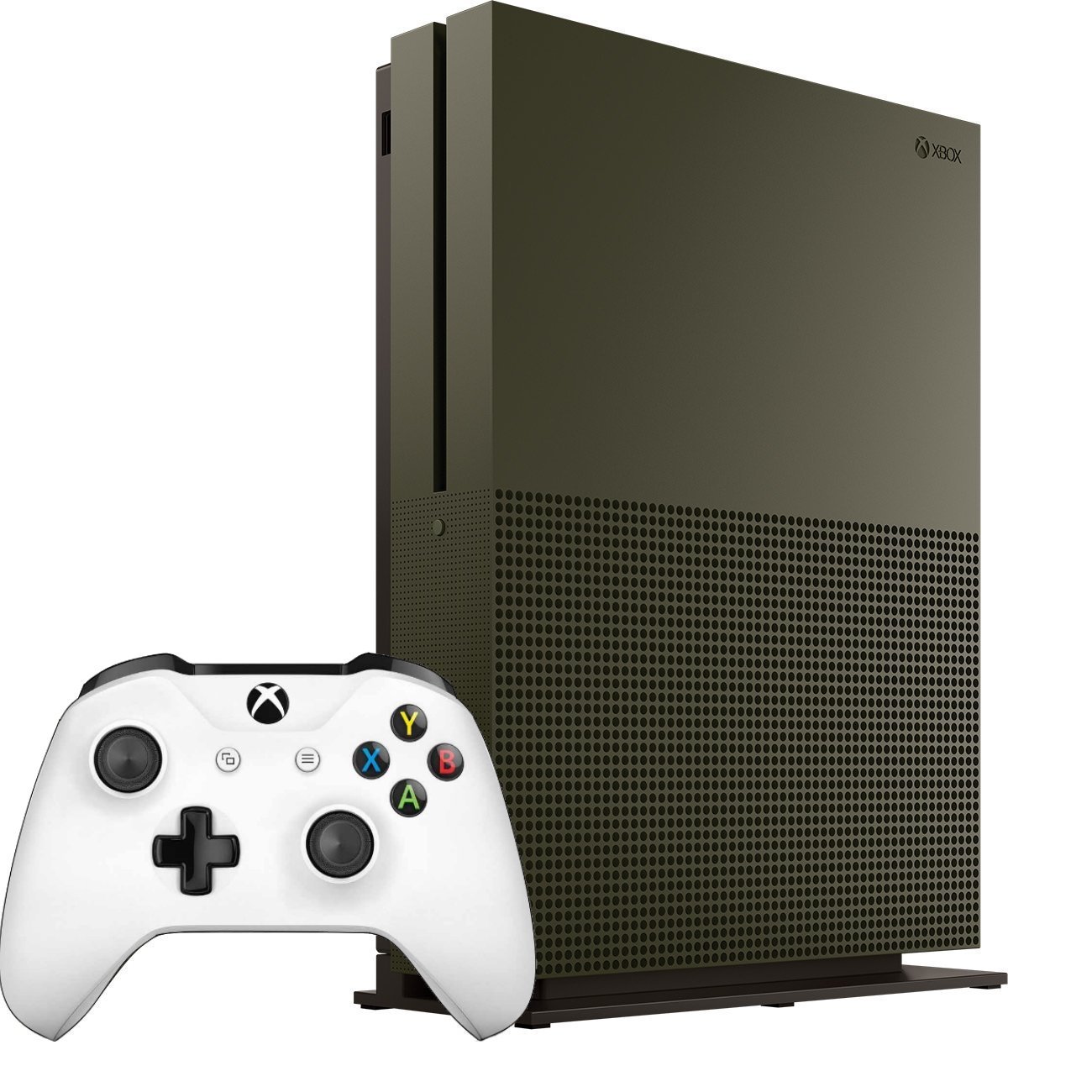 Product image of Xbox One S 1TB Military Green Special Edition Console and White Controller (Renewed)