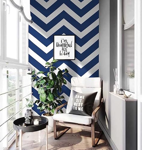 Miniatura 7 de Papel tapiz de 173 x 118 pulgadas papel tapiz de rayas blancas y azules papel de contacto extraíble autoadhesivo impermeable para cubrir la pared