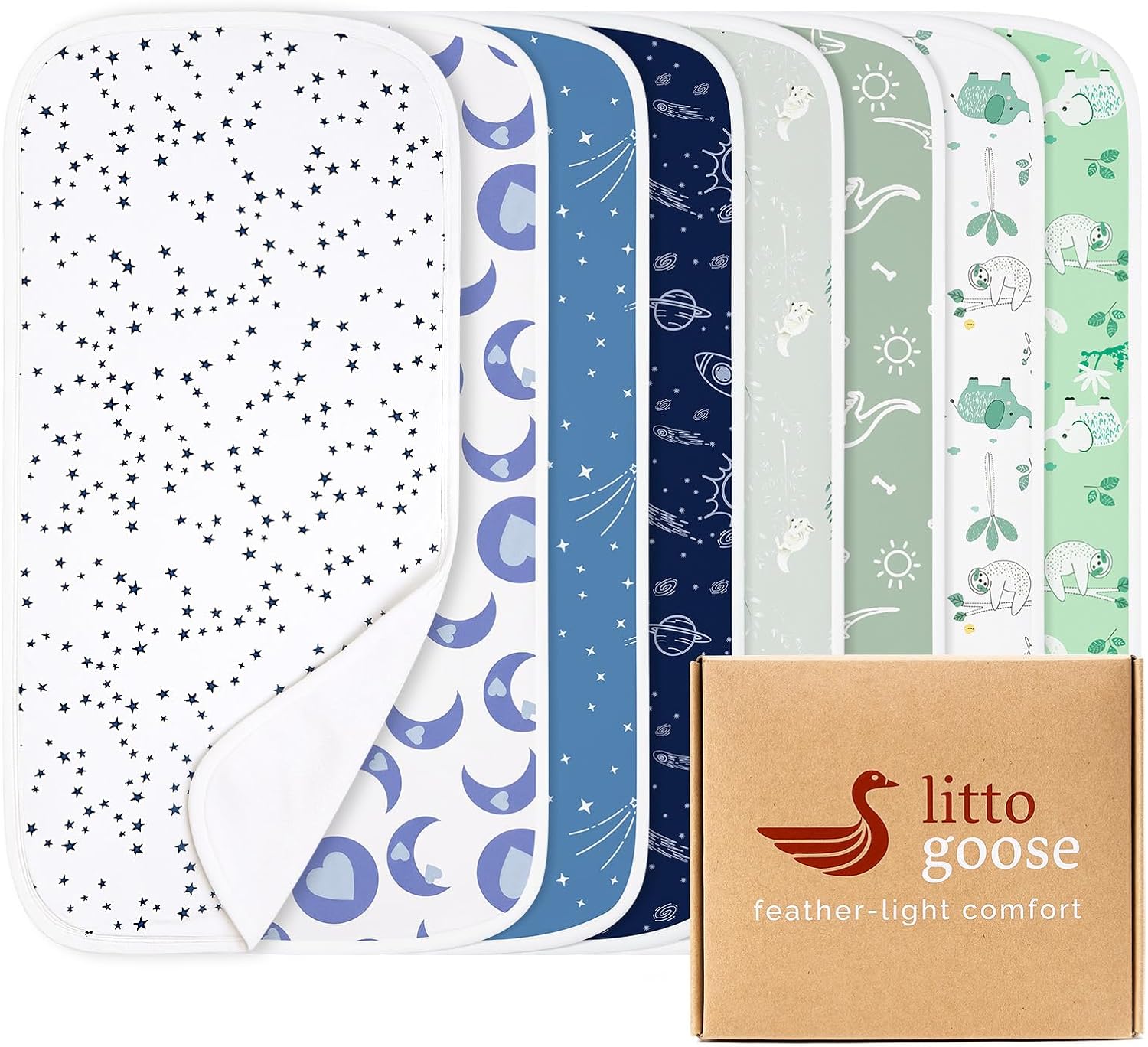 Premium 8-Pack Waterproof Baby Burp Cloths, Extra Large 13"X26" Soft Absorbent Burping Clothes for Newborns and Infants, Baby Shower Boys Girls